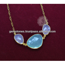 Wholesale supplier For Natural Chalcedony Gemstone Long Chain Necklace For Women